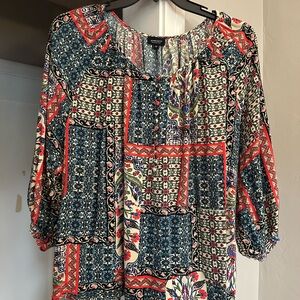 Jones New York Multicolor Patterned Women's Blouse